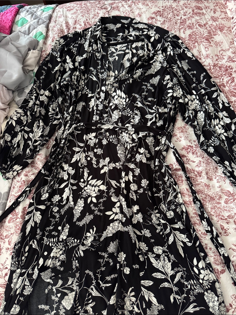Black & White Floral Wrap Dress - Women's